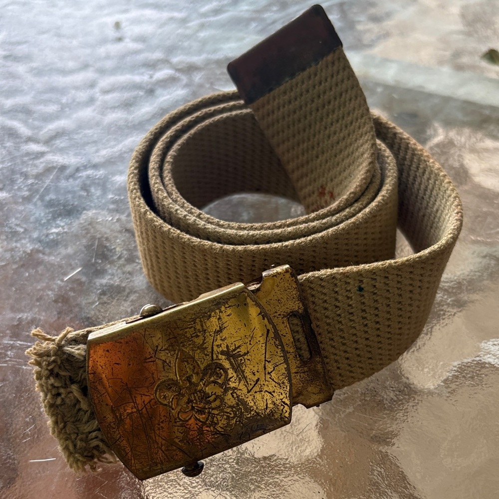 Vintage green belt with solid brass fasteners